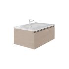 Emory & Bond EB551132SG-WVT-PC Vota 32" W X 18" D, 1 Drawer Wall Mount Vanity with Polished Chrome Handle in Sandy Grey