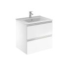 Emory & Bond EB551224WH-WVT-MB Vota 24" W X 18" D, 2 Drawers Wall Mount Vanity with Matte Black Handle in Gloss White
