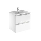 Emory & Bond EB551224WH-WVT-PC Vota 24" W X 18" D, 2 Drawers Wall Mount Vanity with Polished Chrome Handle in Gloss White