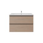 Emory & Bond EB551232SG-WVT-MB Vota 32" W X 18" D, 2 Drawers Wall Mount Vanity with Matte Black Handle in Sandy Grey