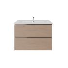Emory & Bond EB551232SG-WVT-PC Vota 32" W X 18" D, 2 Drawers Wall Mount Vanity with Polished Chrome Handle in Sandy Grey