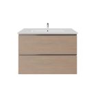 Emory & Bond EB551232SG-WVT-WH Vota 32" W X 18" D, 2 Drawers Wall Mount Vanity with White Handle in Sandy Grey