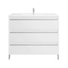 Emory and Bond EB552340WH Bento 40" W x 18" D Floor Mount Vanity Bottom 3 Drawers in High Gloss White - Vanity Top Sold Seperately