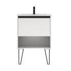 Emory and Bond EB554245WH Yuli 24" L X 18" D X 22" H Vanity Base with One Drawer and Shelf in White (Top and Legs Sold Separately)