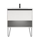 Emory and Bond EB554255WH Yuli 32" L X 18" D X 22" H Vanity Base with One Drawer and Shelf in White (Top and Legs Sold Separately)