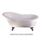 Emory & Bond EB70260SN 61" Cast Iron Slipper Claw Foot Tub with Satin Nickel Feet in White