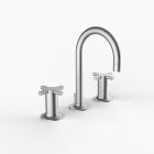 Davinci ELE-SUB-100-SS Element Deck Mounted Three Hole Lavatory Faucet with Gooseneck Spout with Cross Handles in Stainless Steel