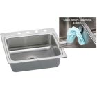 Elkay LR2522EK3 18 Gauge Stainless Steel 25 Inch X 22 Inch X 8.125 Inch Single Bowl Top Mount Kitchen Sink Kit 3 Hole, With Edock Hook,