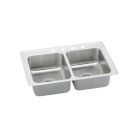 Elkay LRQ25193 18 Gauge Stainless Steel 25" X 19.5" X 7.625" Double Bowl Top Mount Quick-Clip Kitchen Sink With 3 Faucet Holes