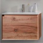Blu Bathworks F45V1-0700-02.03 45° Collection Full Wall Mounted Vanity Base in Vintage Oak (Vanity Top Sold Separately)