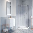 Fleurco FAN36-11-65-72 Capri  5/32" Prism Glass 36" W X 72" H Neo-Angle Sliding Shower Door in Chrome