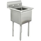 Advance Tabco FE-1-2424, 24" X 24" Bowl Size 18-Gauge One Compartment Special Value Fabricated Sink in Stainless Steel with Legs