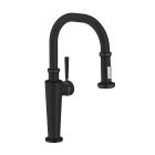 Franke FF5220 Absinthe 1.75 GPM Deck Mounted Single Handle Pull Down Kitchen Faucet with Dual Function Spray in Matte Black 