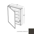 WetStyle FRMEL-W38NU-XY Frame Linea Mirrored Cabinet 24” Wide x 30” Height X 5 ¾” Depth, Wood Side in Smoked Oak, Hinge Left Side, Mirror Defogger, and Mood Light