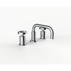 Davinci GAN-DS-100-5-PC Gotham Deck Mounted Three Hole Lavatory Faucet with Short Right Angle Spout with Base and Wheel Handles in Polished Chrome