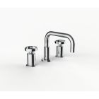 Davinci GAN-DS-100-PC Gotham Deck Mounted Three Hole Lavatory Faucet with Right Angle Spout with Base and Wheel Handles in Polished Chrome