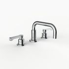 Davinci GAN-H23-100-5-PC Gotham Deck Mounted Three Hole Lavatory Faucet with Short Right Angle Spout with Base and Zephyr Lever Handles in Polished Chrome
