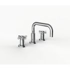 Davinci GAN-REM-100-PC Gotham Deck Mounted Three Hole Lavatory Faucet with Right Angle Spout with Base and Cross Handles in Polished Chrome