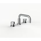 Davinci GAN-SAR-100-5-PC Gotham Deck Mounted Three Hole Lavatory Faucet with Short Right Angle Spout with Base and Saratoga Knob Style Handles in Polished Chrome