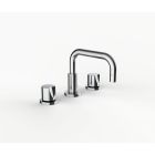 Davinci GAN-SAR-100-PC Gotham Deck Mounted Three Hole Lavatory Faucet with Right Angle Spout with Base and Saratoga Knob Style Handles in Polished Chrome