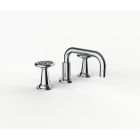 Davinci GAN-STV-100-5-PC Gotham Deck Mounted Three Hole Lavatory Faucet with Short Right Angle Spout with Base and Street Valve Wheel Handles in Polished Chrome