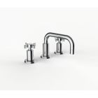 Davinci GAN-TRI-100-5-PC Gotham Deck Mounted Three Hole Lavatory Faucet with Short Right Angle Spout with Base and Cross Handles in Polished Chrome