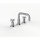Davinci GAN-TRI-100-PC Gotham Deck Mounted Three Hole Lavatory Faucet with Right Angle Spout with Base and Cross Handles in Polished Chrome