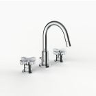 Davinci GOT-H20-100-PC Gotham Deck Mounted Three Hole Lavatory Faucet with Arc Spout with Base and Coupe Cross Handles in Polished Chrome