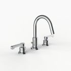 Davinci GOT-H23-100-PC Gotham Deck Mounted Three Hole Lavatory Faucet with Arc Spout with Base and Zephyr Lever Handles in Polished Chrome