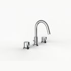 Davinci GOT-SAR-100-PC Gotham Deck Mounted Three Hole Lavatory Faucet with Arc Spout with Base with Saratoga Knob Style Handles in Polished Chrome