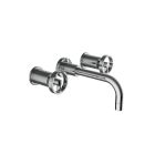Davinci GOTGOT150PC Gotham Three Hole Wall Mounted Lavatory Faucet with 90 Degree Angled Spout, Base, and Wheel Handles in Polished Chrome