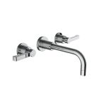 Davinci GOTH23150SPC Gotham Three Hole Wall Mounted Lavatory Faucet with 90 Degree Angled Spout, Base and Zephyr Lever Handles with Smooth Base in Polished Chrome