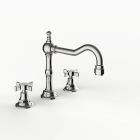 Davinci GRA-DEL-100-PN Gramercy Deck Mounted, Three Hole Lavatory Faucet with Medium Height, Partial Arc Spout with Cross Handles in Polished Nickel