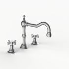Davinci GRA-DEL-100-SN Gramercy Deck Mounted, Three Hole Lavatory Faucet with Medium Height, Partial Arc Spout with Cross Handles in Satin Nickel