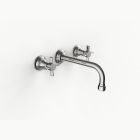 Davinci GRA-DEL-150-PN Gramercy Three Hole Wall Mounted Lavatory Faucet with Traditional Spout with Cross Handles in Polished Nickel
