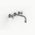 Davinci GRA-DEL-150-SN Gramercy Three Hole Wall Mounted Lavatory Faucet with Traditional Spout with Cross Handles in Satin Nickel 