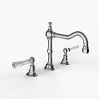 Davinci GRA-GRA-100-PN Gramercy Deck Mounted, Three Hole Lavatory Faucet with Medium Height, Partial Arc Spout with Lever Handles in Polished Nickel