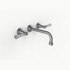 Davinci GRA-GRA-150-SN Gramercy Three Hole Wall Mounted Lavatory Faucet with Traditional Spout with Lever Handles in Satin Nickel 