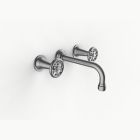 Davinci GRA-STV-150-SN Gramercy Three Hole Wall Mounted Lavatory Faucet with Traditional Spout with Wheel Handles in Satin Nickel 