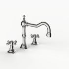 Davinci GRA-SUT-100-PN Gramercy Deck Mounted Three Hole Lavatory Faucet with Medium Height, Partial Arc Spout with Cross Handles in Polished Nickel
