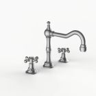 Davinci GRA-SUT-100-SN Gramercy Deck Mounted, Three Hole Lavatory Faucet with Medium Height, Partial Arc Spout with Cross Handles in Satin Nickel