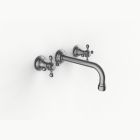 Davinci GRA-SUT-150-SN Gramercy Three Hole Wall Mounted Lavatory Faucet with Traditional Spout with Cross Handles in Satin Nickel 
