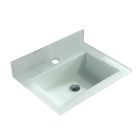 Madeli GTS1808-24-110-WW 24" W X 19" L X 5" H Tempered Glass Rectangular Countertop and Sink with Single Faucet Hole and without Overflow in Winter White (Vanity Base Sold Separately)