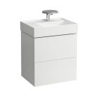 Laufen H4075680336401 Kartell 22.81" L X 17.69" W X 23.63" H Vanity Base with 2 Drawers, Include Organiser in Matte White (Vanity Top Sold Separately)