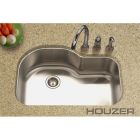 Houzer MH-3200-1 Medallion Designer Undermount Offset Single Bowl Kitchen Sink in Stainless Steel