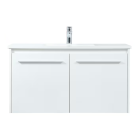 36" Wall Mount Vanity Top & Base in White with One Faucet Hole and 2 Drawer by  Emory and Bond 