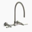 Kohler 7338-4-BS KOHLER K- HiRise Stainless Wall Mount Bridge Kitchen Faucet, Brushed Stainless