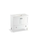 Kohler 99532-LG-1WA Poplin 36" W X 34-1/2" H X 21-7/8" D Bathroom Vanity Cabinet with Legs 2 Doors and 1 Drawer in Linen White