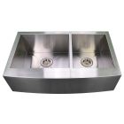 Emory and Bond KOC-332010-0-20 Tuscany Series Stainless Steel Farmhouse / Apron Front Kitchen Sink, No Holes, 2 Bowls, 33"L x 20"W