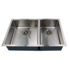 Emory and Bond KOU-322107-0-20 Venetian Series Stainless Steel Under Mount Kitchen Sink, No Holes, 2 Bowls, 32"L x 21"W